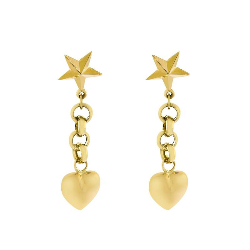 14K Gelbgold Herz Und Stern Ohrhänger 1, 9 Gramm von AvitalandCoJewelry