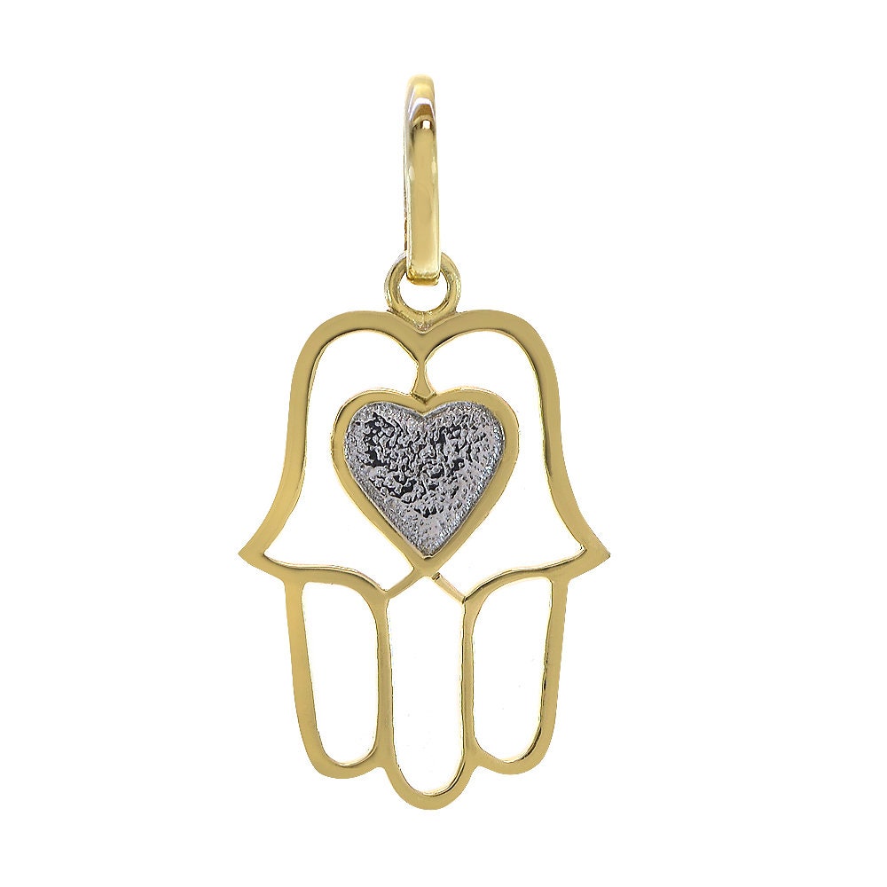 14K Zweifarbige Gold Hamsa Mit Herz Anhänger von AvitalandCoJewelry
