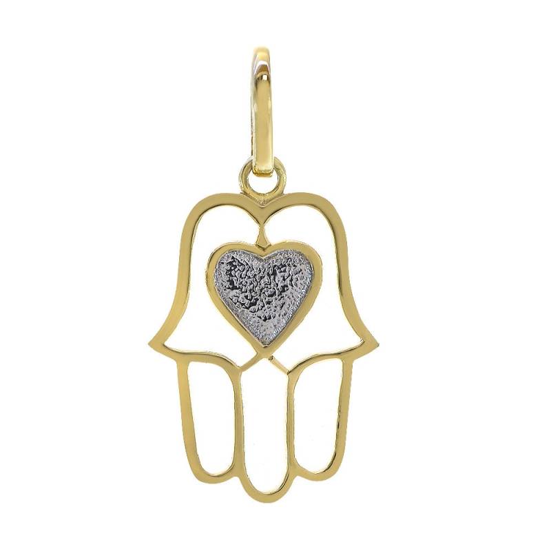 14K Zweifarbige Gold Hamsa Mit Herz Anhänger von AvitalandCoJewelry