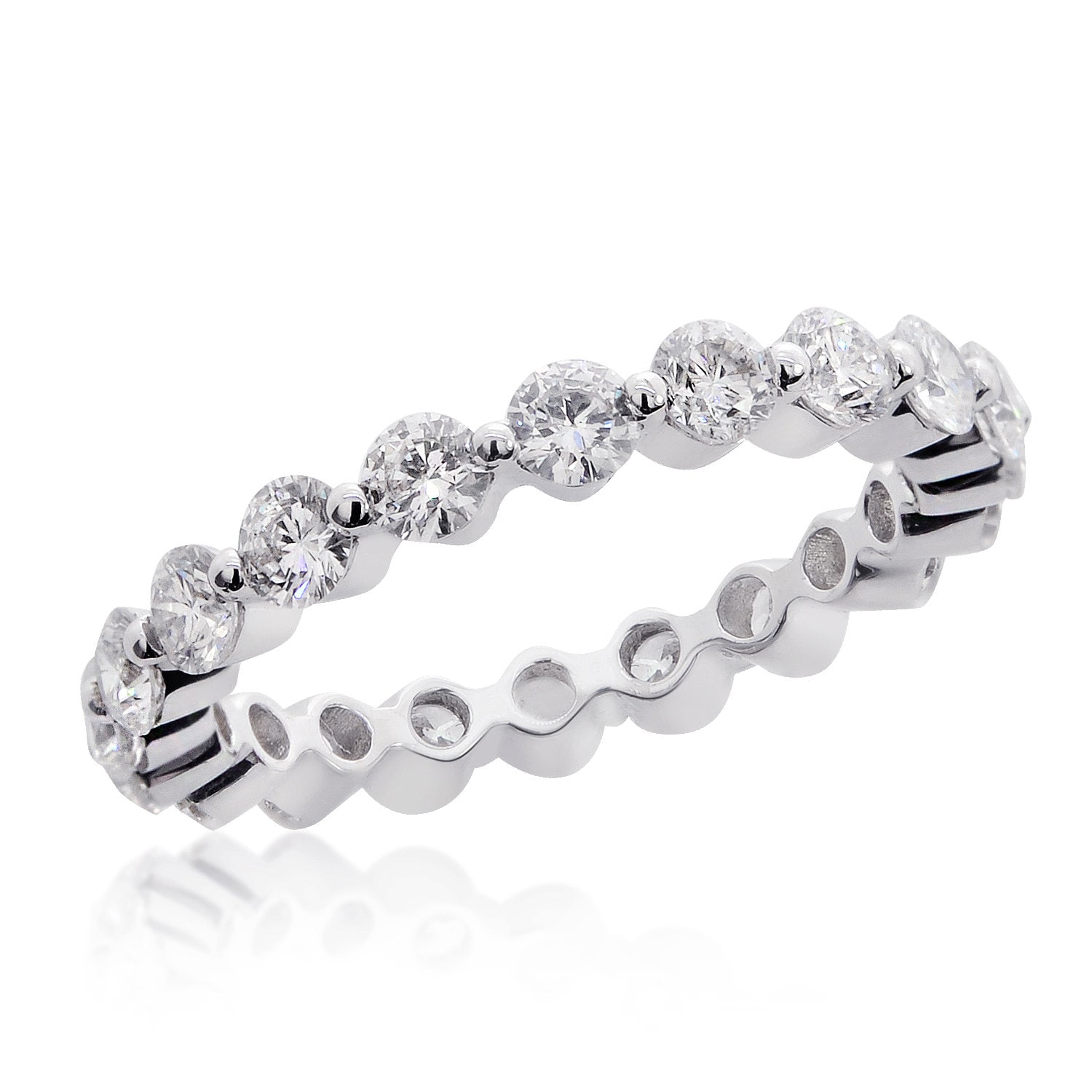 18K Weißgold Dünnes Rundes Diamant Eternity Ehering | 2.05 Tcw G Si-2 von AvitalandCoJewelry
