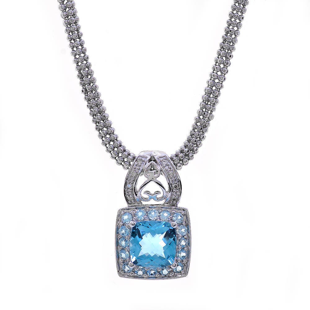 3.50 Karat Kissen Schliff Topaz & 0.05 Diamant Halskette 14K Weißgold 3.50 Karat Kissen Schliff Topaz & 0.05 Diamant Halskette 14K Weißgold von AvitalandCoJewelry