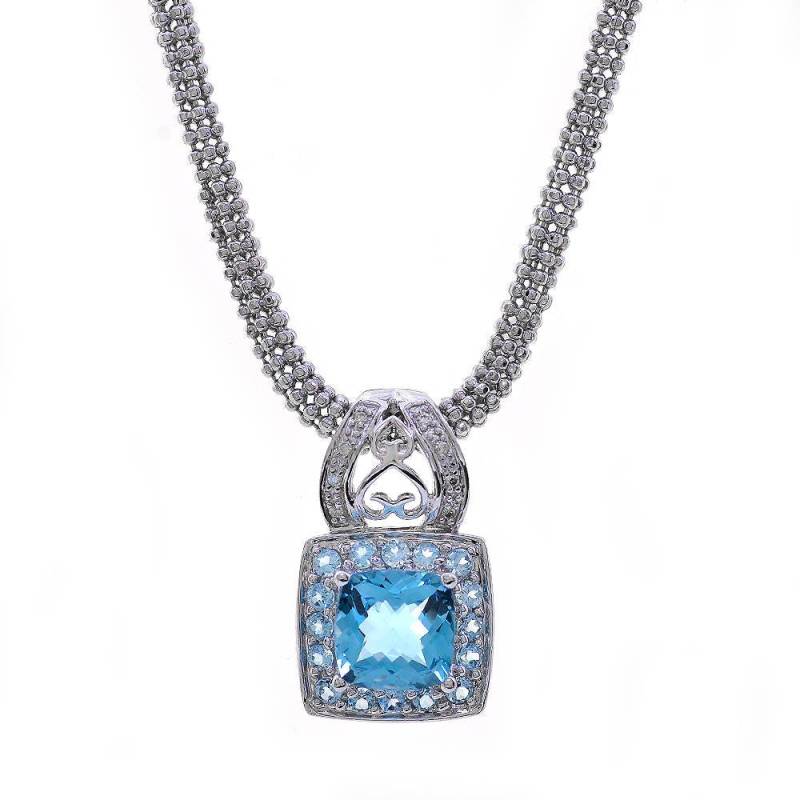 3.50 Karat Kissen Schliff Topaz & 0.05 Diamant Halskette 14K Weißgold 3.50 Karat Kissen Schliff Topaz & 0.05 Diamant Halskette 14K Weißgold von AvitalandCoJewelry