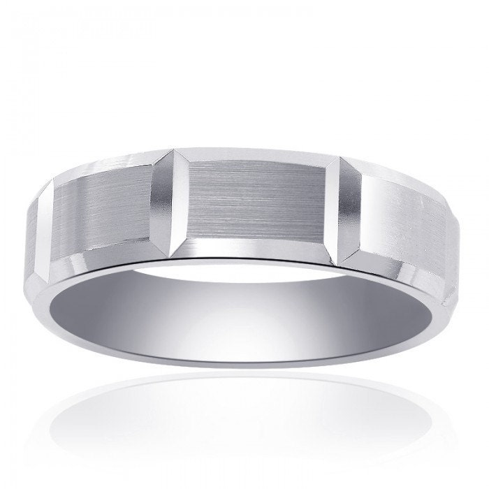 6.65mm 14K Weißgold Komfort Passform Horizontale Rillen Band 6.65mm 14K Weißgold Komfort Passform Horizontale Rillen Band von AvitalandCoJewelry