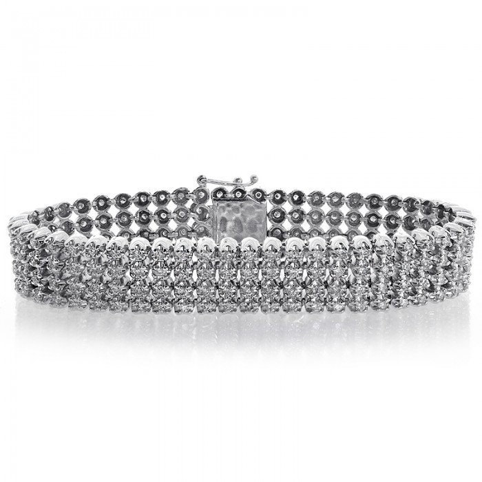 8.15 Karat Herren Toni Diamant Armband 14K Weißgold 4Reihig von AvitalandCoJewelry