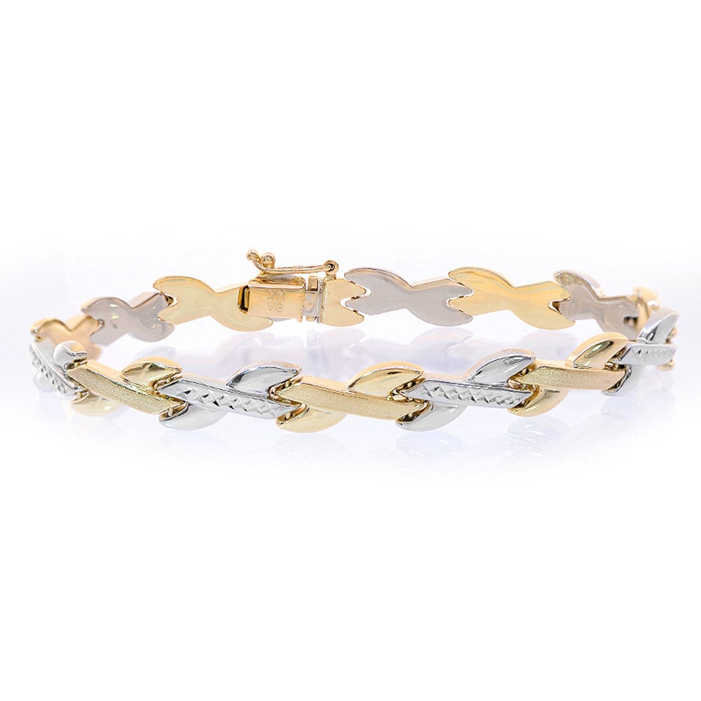 8.1mm 14K Zweifarbiges Gold Diamantschliff Geflochtenes Gliederarmband von AvitalandCoJewelry