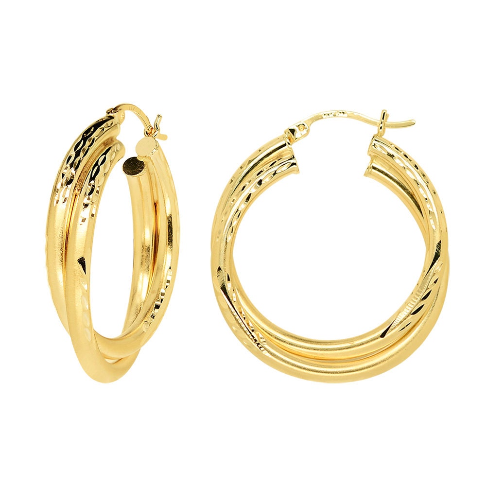 Doppel Creolen 14K Gelbgold von AvitalandCoJewelry