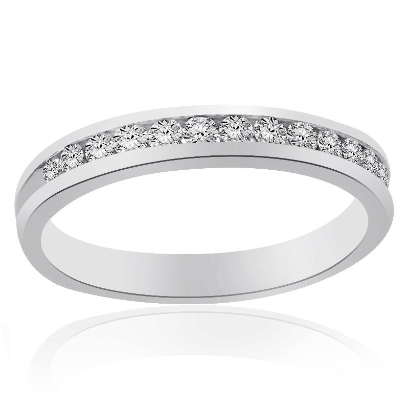 Platinkanal Set Rund Brillantschliff Diamant Ehering Band 0.37 Tcw von AvitalandCoJewelry