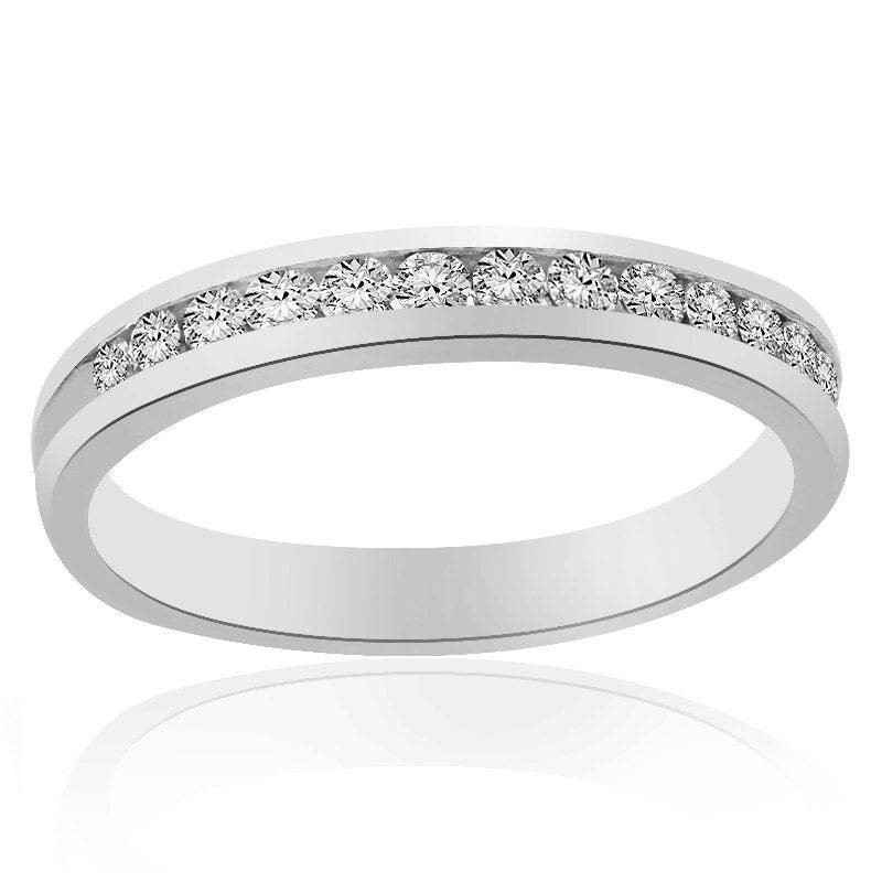 Platinkanal Set Rund Brillantschliff Diamant Ehering Band 0.37 Tcw von AvitalandCoJewelry