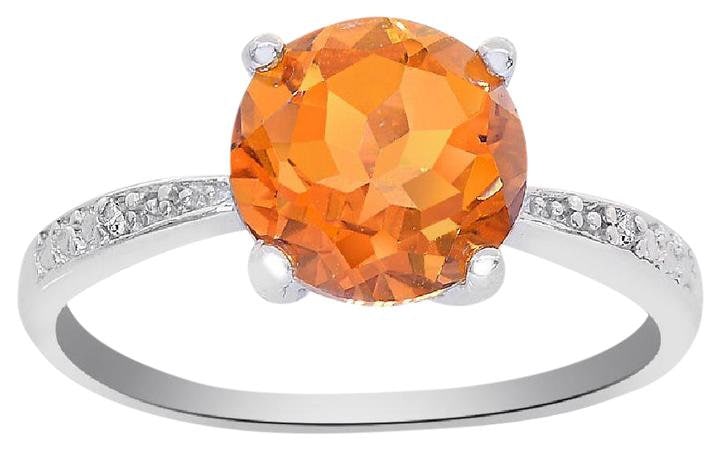 Weiß Sterling Silber Natürliche Citrin Und Diamant Akzent Ring von AvitalandCoJewelry