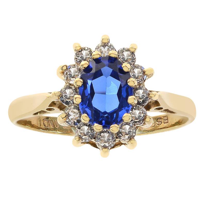 Weißer & Blauer Zirkonia Ring 10K Gelbgold von AvitalandCoJewelry