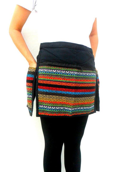 Halbe Taille Schürze Mit Tasche Stammes Bestickte Unisex Barber Handgemachte Restaurant Schürze, Kochschürze, Friseur von Avivahandmade