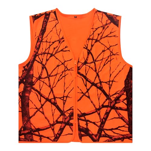 Avizon Herren Jäger Weste Orange Camouflage Jagdweste Zipper Closer Leichtgewicht XL von Avizon
