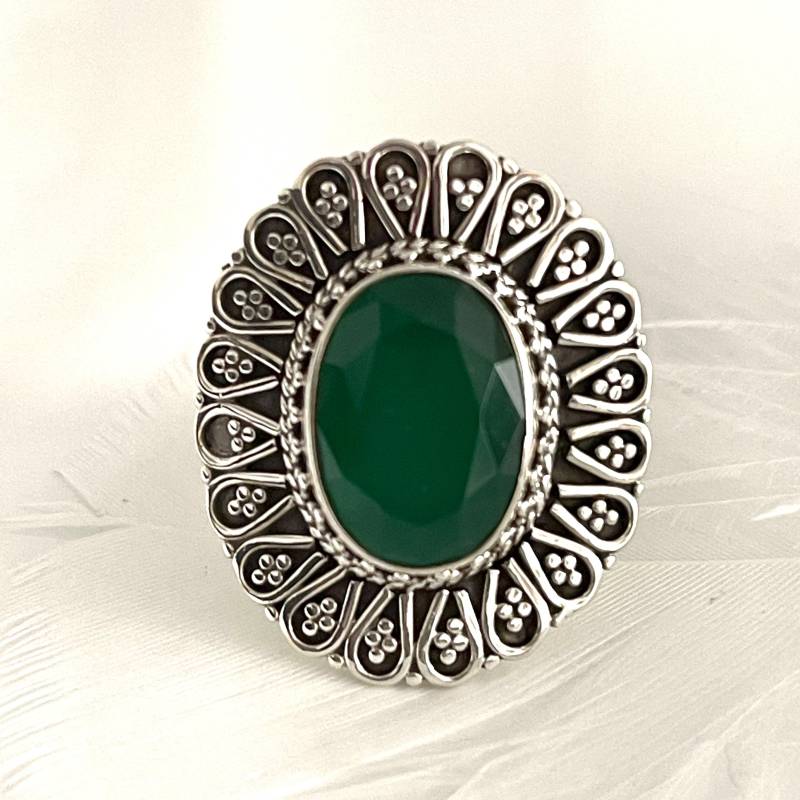 925 Gegen Den Strom Ring Breiter Facettierter Aventurin Silberring in Größe 60 Massiver Edelsteinring Damenring 925 Gegen Den Strom Ring Breiter Facettierter Aventurin Silberring in Größe 60 Massiver Edelsteinring Damenring von AvoMirakII