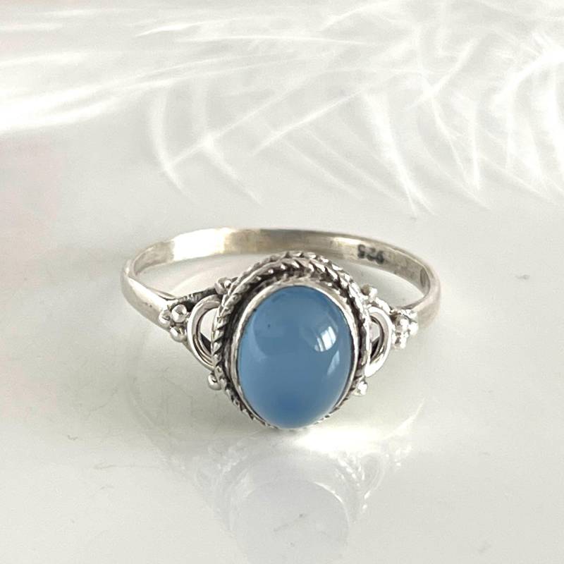 925 Gegen Den Strom Ring Chalcedon Silberring in Größe 56 Himmelblau Edelstein Fingerring Damenring 925 Gegen Den Strom Ring Chalcedon Silberring in Größe 56 Himmelblau Edelstein Fingerring Damenring von AvoMirakII