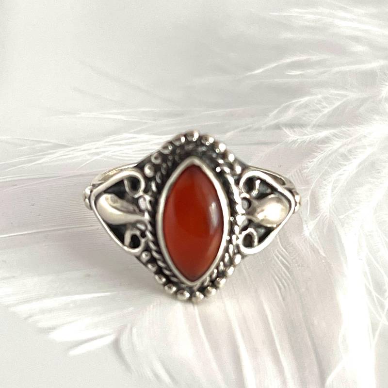 925 Gegen Den Strom Ring Karneol Silberring Filigraner Schmuck in Größe 54 Geschenk Für Sie Mama Edelsteinring Damenring von AvoMirakII