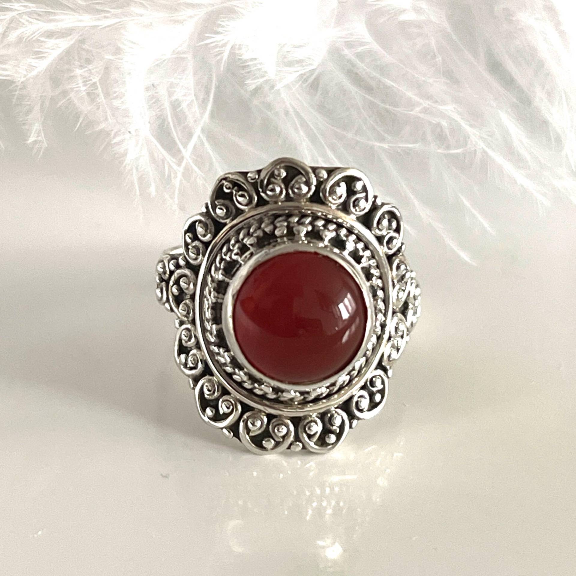 925 Silberring Mit Karneol Filigraner Edelstein Ring in Größer 55 Ornament Steinring Damenring 925 Silberring Mit Karneol Filigraner Edelstein Ring in Größer 55 Ornament Steinring Damenring von AvoMirakII