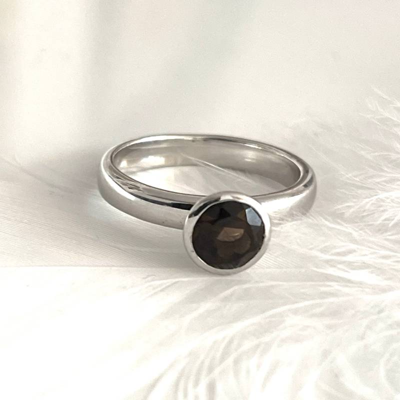 925 Silberring Mit Rauchquarz Massiver Solitär Ring Gegen Den Strom Damenring Edelstein Größe 57 Verlobungsring Steinring Für Frau von AvoMirakII