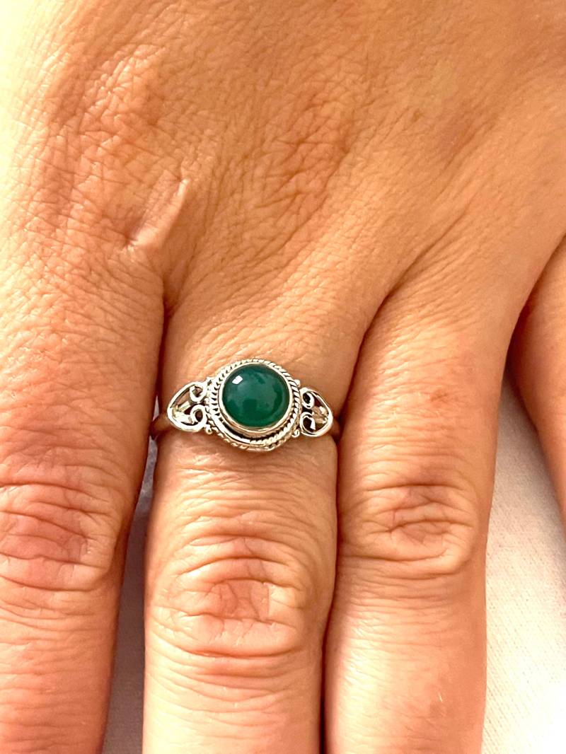 Aventurin Ring 925 Silber Größe 58 Verlobungsring Filigraner Jubiläumsring Boho Ombre von AvoMirakII