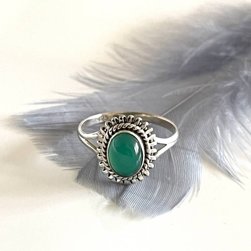 Aventurin Silberring 925 Silber Ring Grüner Zierlicher Boho Filigraner Edelsteinring Für Frauen von AvoMirakII