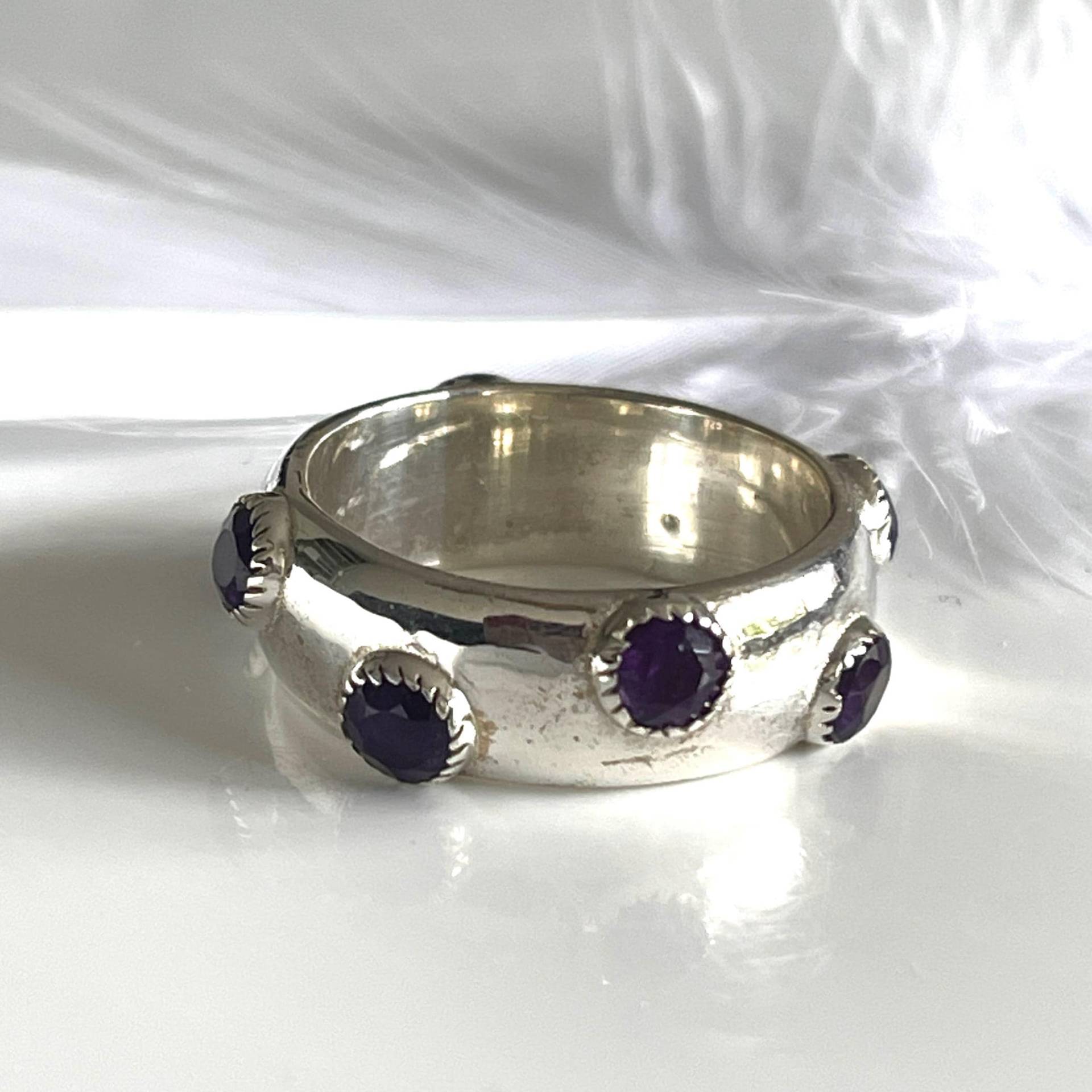 Breiter 925 Silber Ring Damen Mit Natur Edelsteinen Statement Boho Mehrere Ringe Damenring von AvoMirakII