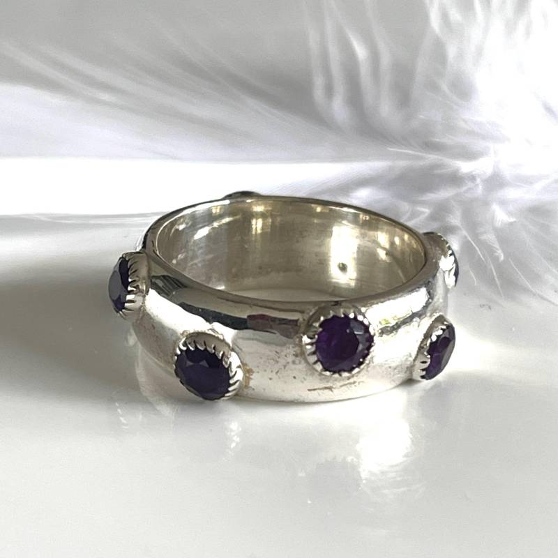 Breiter 925 Silber Ring Damen Mit Natur Edelsteinen Statement Boho Mehrere Ringe Damenring von AvoMirakII