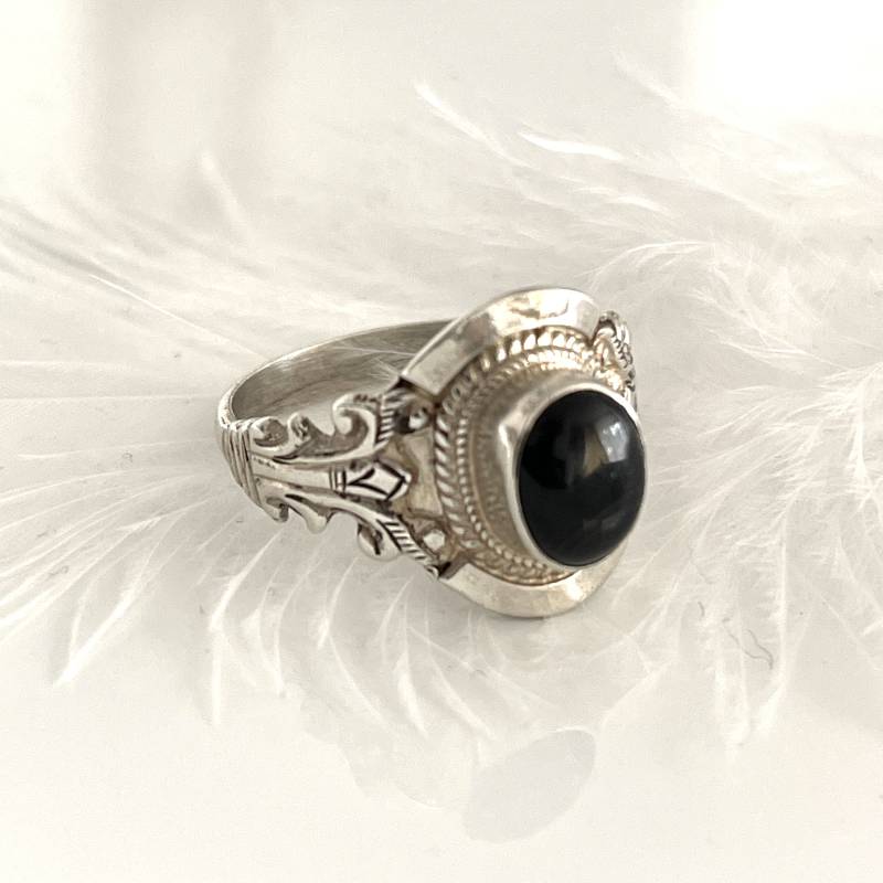 Breiter 925 Silberring Mit Onyx Tibetan Ring Größe 61 Und 62 Schwarzer Edelsteinring Damen Herren Steinring von AvoMirakII