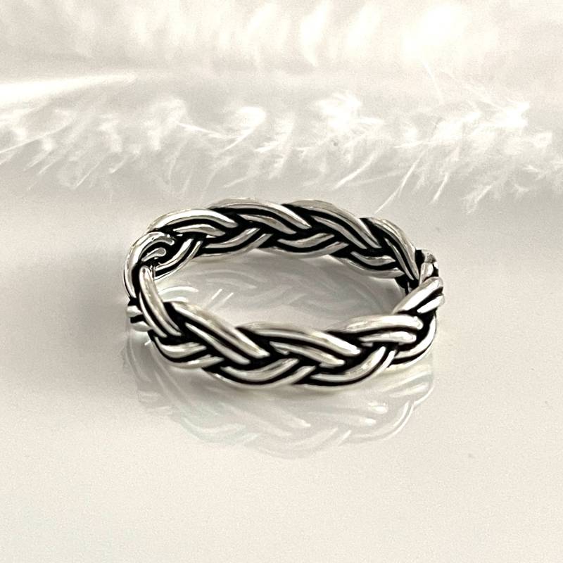 Daumen Gewebte 925 Silberring Geflecht Breiter Massiver Herren Und Damen Chunky Boho Schmuck Gegen Den Strom Geschenk Für Sie Ihn von AvoMirakII