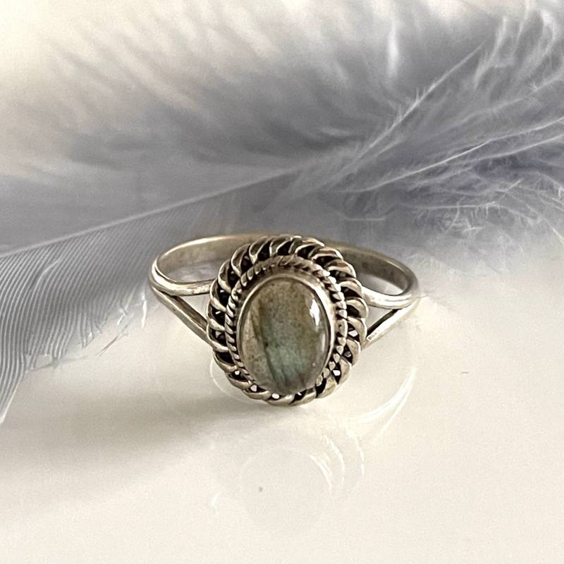 Echter Labradorit Ring Größe 59 Zarter Retro 925 Silberring Mit Stein Moderner Damenring von AvoMirakII