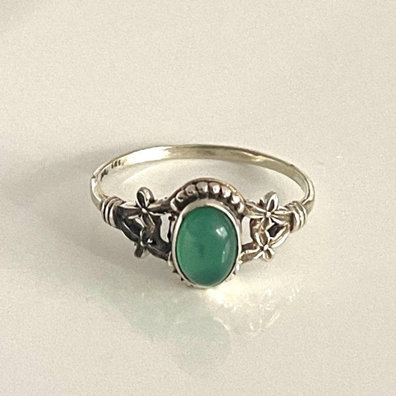 Filigraner Aventurin 925 Silberring Edelsteinring in Größe 57 Grüner Steinring Damenring Silber Boho Ring von AvoMirakII