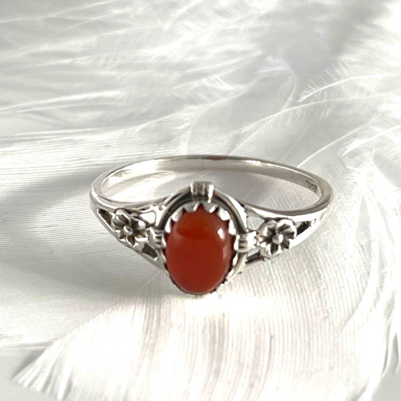 Filigraner Karneol 925 Silberring Zierlicher Edelsteinring in Größe 58 Und 59 Moderner Für Frauen von AvoMirakII