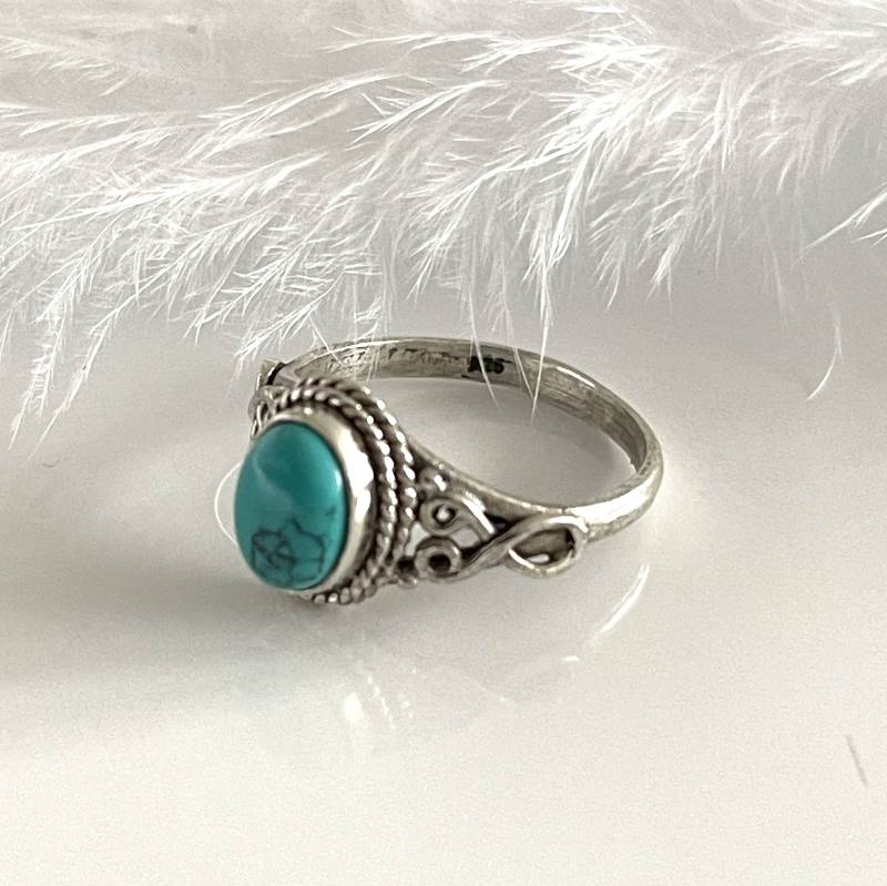 Filigraner Türkis 925 Silberring Blauer Edelstein Ring Größe 54 Verlobungsring Für Damen von AvoMirakII