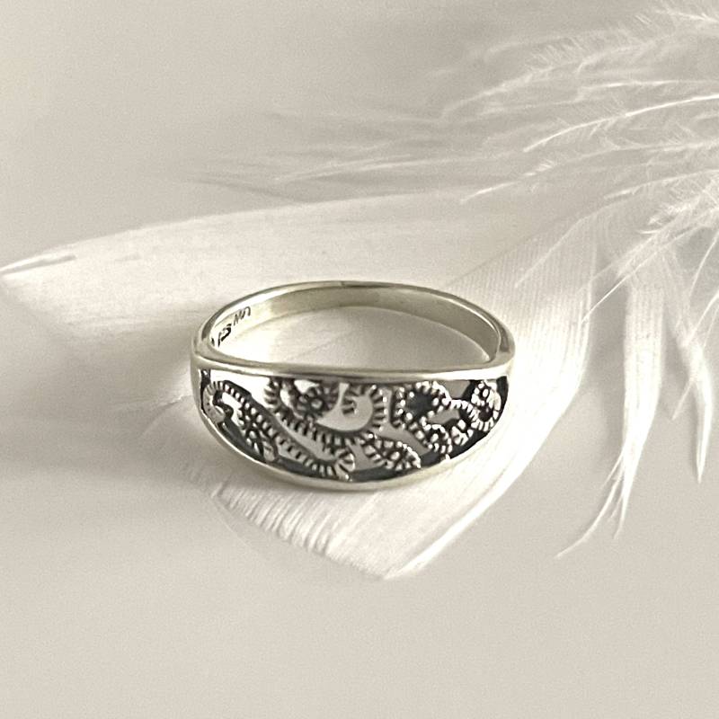 Floral Ring Blumenring 925 Silber Ornament Schmuck Filigraner Moderner Silberring Damenring Geschenk Für Freundin von AvoMirakII