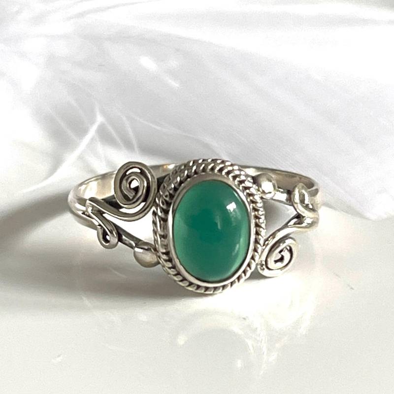 Gegen Den Srom Ring 925 Silber Echter Aventurin Filigran Größe 61 Silberring Grüner Edelsteinring Damenring von AvoMirakII