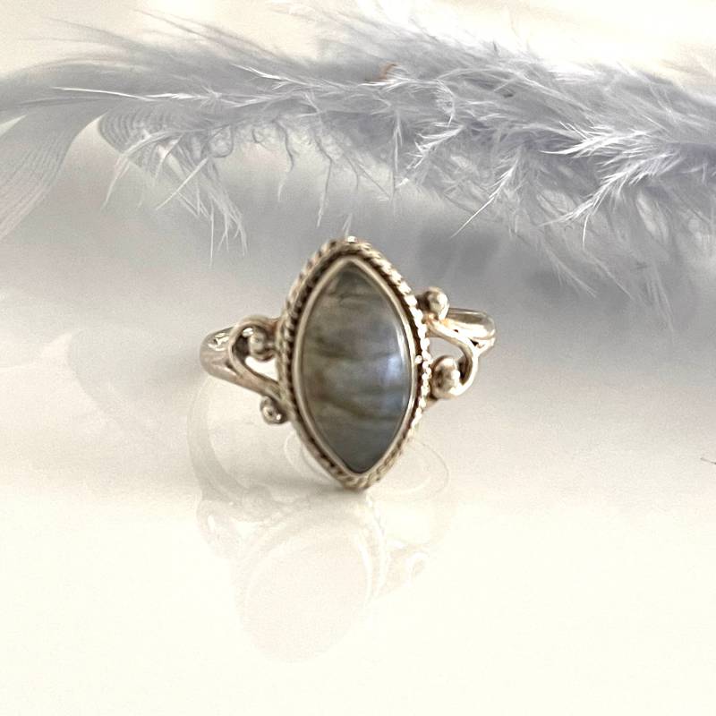 Gegen Den Strom Ring 925 Silber Filigraner Labradorit Silberring Edelstein Steinring Jubiläumsring Verlobungsring Für Frauen von AvoMirakII