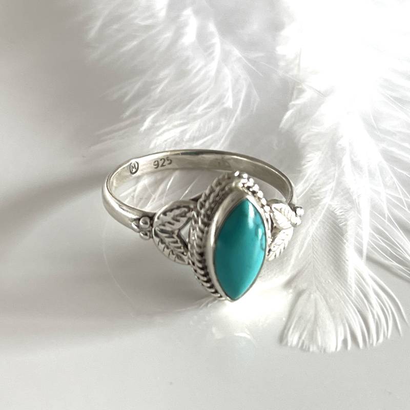 Gegen Den Strom Ring Blauer Türkis Silberring 925 Silber Spitze Größe 54 Verlobungsring Steinring Für Sie von AvoMirakII