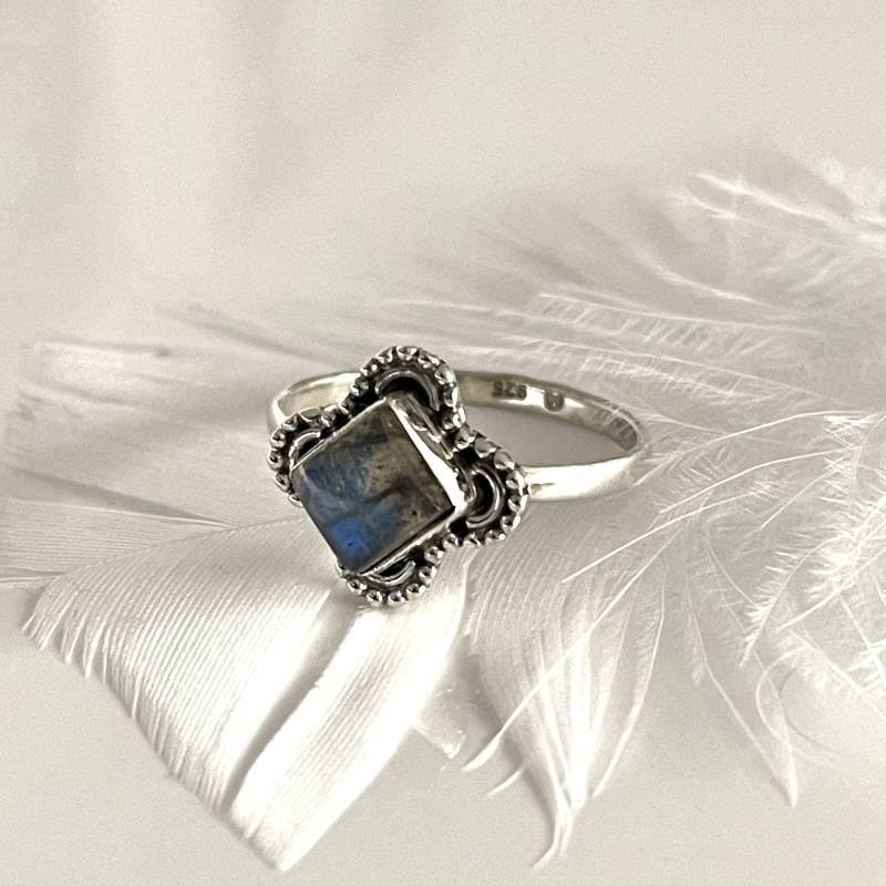 Natürlicher Labradorit Silber Ring 925 Mit Echtem Edelstein Damenring Unikat Boho von AvoMirakII