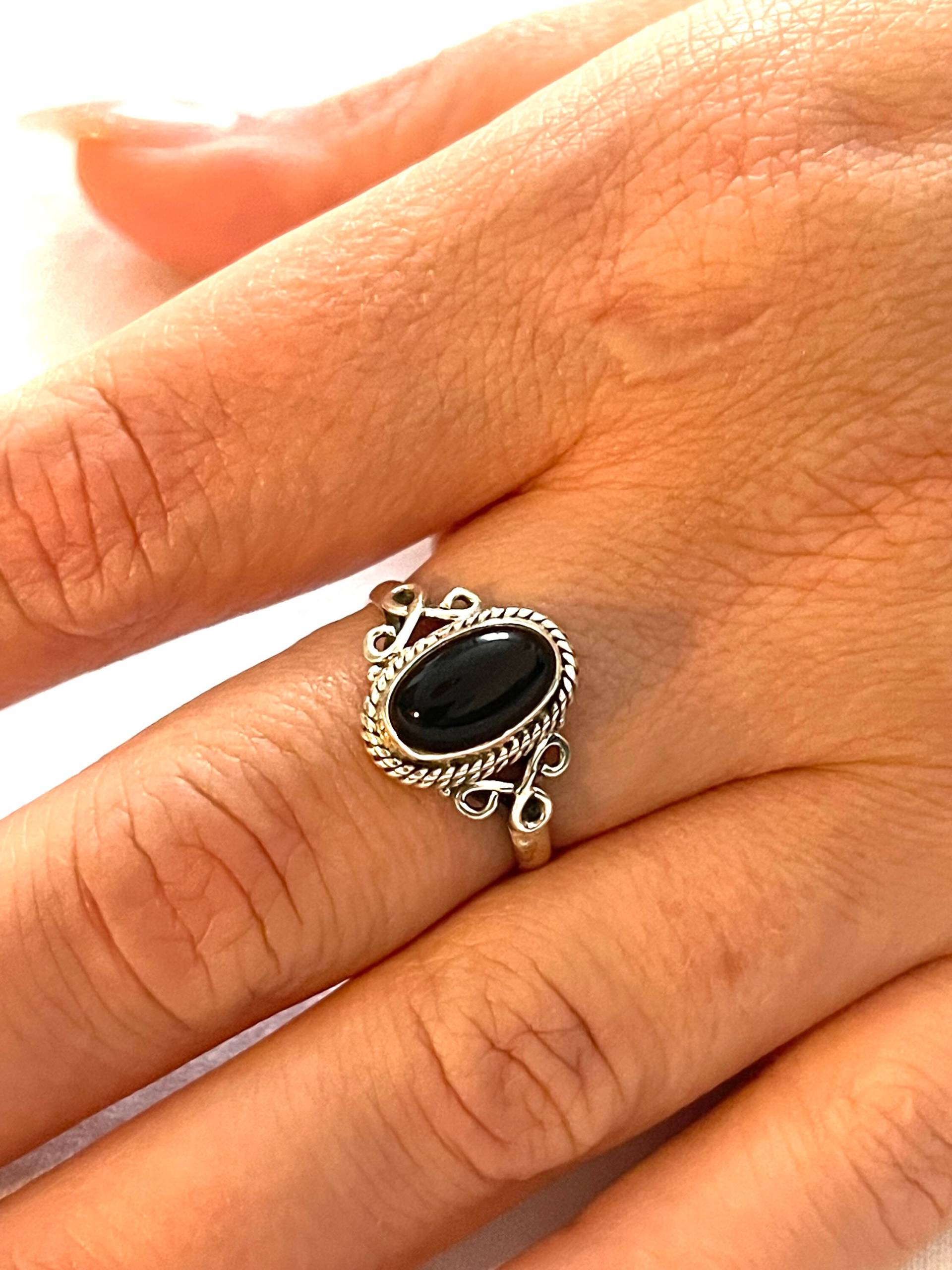Natürlicher Onyx Ring 925 Silberrin Filigraner Größe 59 Boho Verlobungsring Silber Für Frauen Natürlicher Onyx Ring 925 Silberrin Filigraner Größe 59 Boho Verlobungsring Silber Für Frauen von AvoMirakII