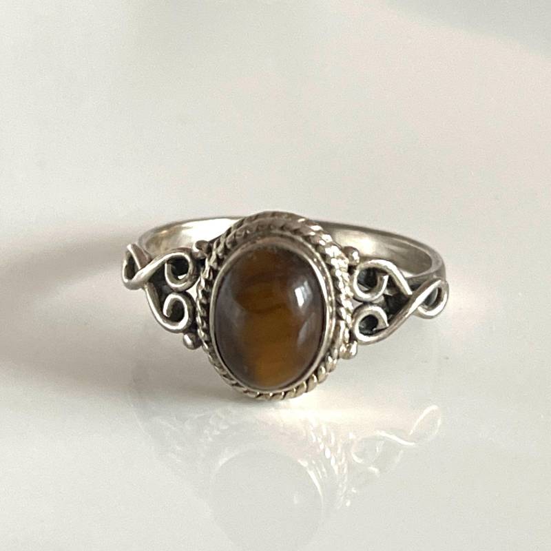 Gegen Den Strom Ring 925 Tigerauge Silberring Natürlicher Edelsteinring Größe 53 Filigraner Damenring Geschenk Für Sie von AvoMirakII