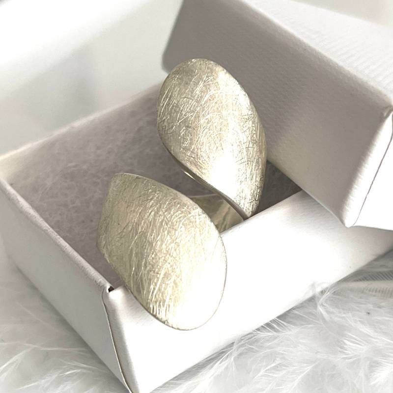 925 Gegen Den Strom Ring Offener Breiter Silber Für Damen Wellenform Silberring Verstellbarer Fingerring Mit Struktur Matter Damenring von AvoMirakII