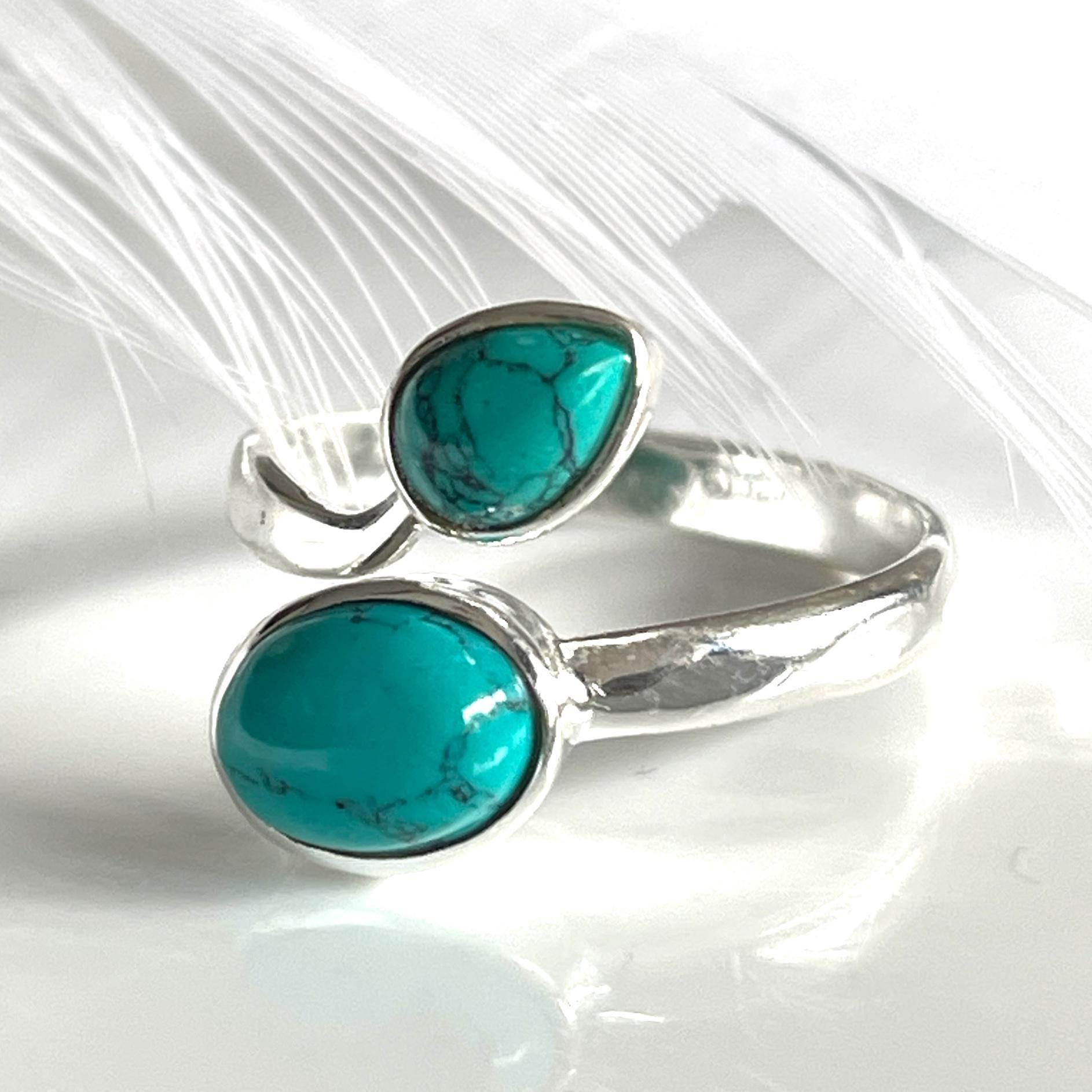 Offener Silberring Gegen Den Strom Ring 925 Silber Türkis Verstellbarer Edelsteinring Damenring Minimalistisch Offener Silberring Gegen Den Strom Ring 925 Silber Türkis Verstellbarer Edelsteinring Damenring Minimalistisch von AvoMirakII