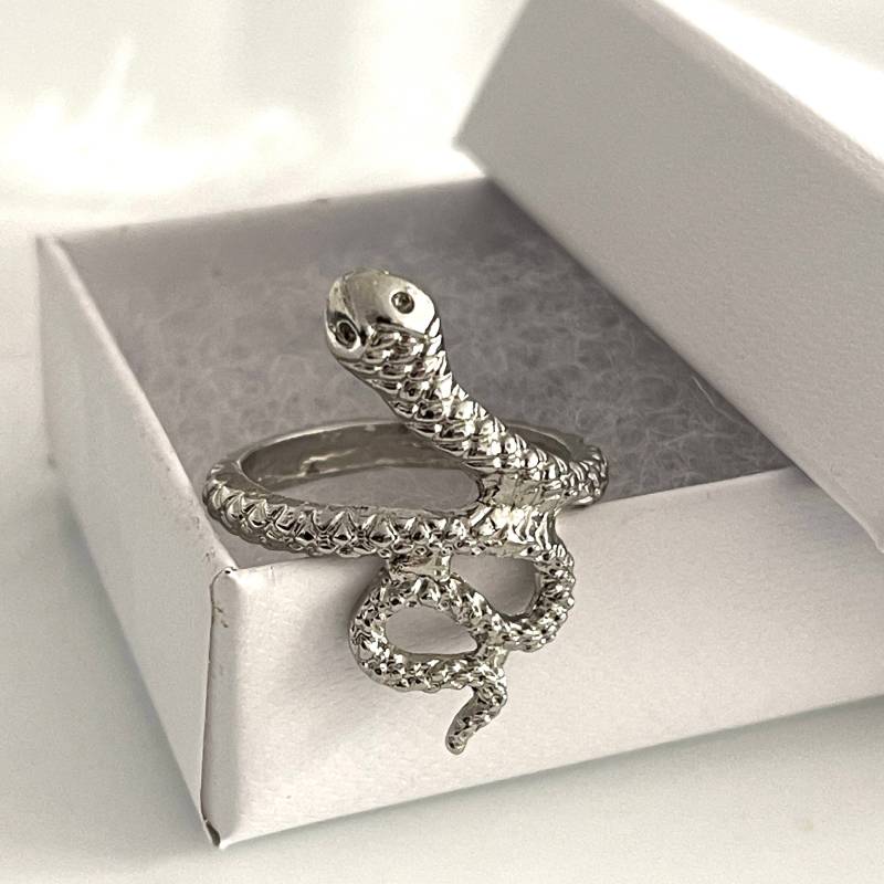 Schlangenring Wickelschlangenband Silber Ring Aus Edelstahl Größe 54 Filigraner Moderner Damen Und Herren von AvoMirakII