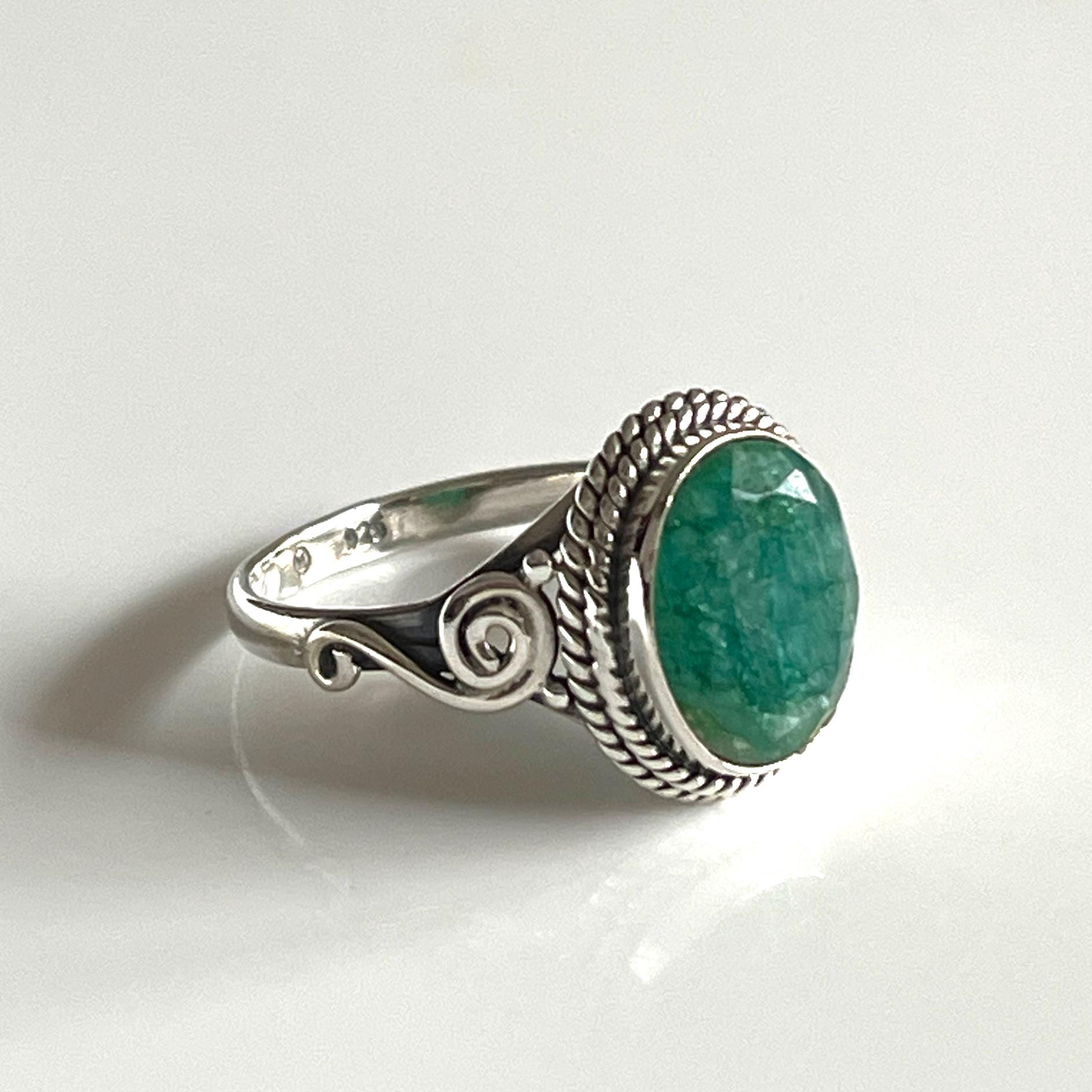 Silberring Aventurin 925 Silber Grüner Edelsteinring Damenring von AvoMirakII