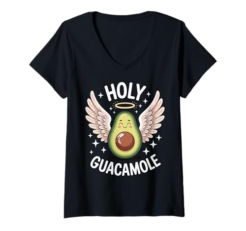 Damen Holy Guacamole T-Shirt mit V-Ausschnitt Damen Holy Guacamole T-Shirt mit V-Ausschnitt von Avocado Guacamole Mexikanisches Essen Salsa party