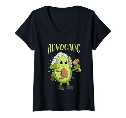Damen Jura Avocado Advocado Juristen Student Jura T-Shirt mit V-Ausschnitt von Avocado Guacamole Veganer Vegetarier Geschenke