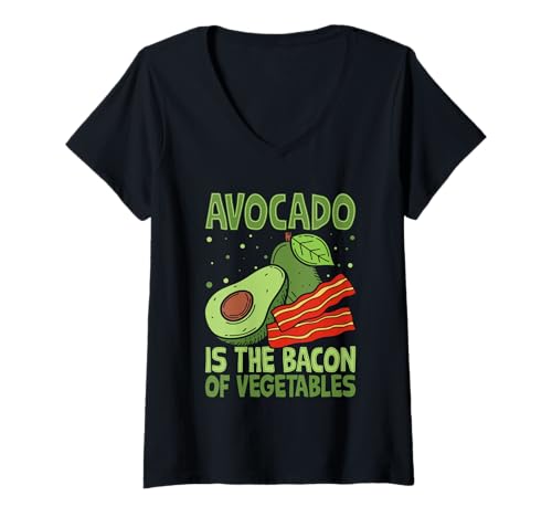 Damen Avocado ist der Speck von Gemüse T-Shirt mit V-Ausschnitt von Avocado Is The Bacon Of Vegetables Funny Gift Cute