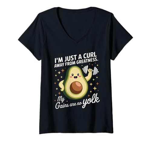 Damen Motivierende Avocado Fitness Humor Motivierend T-Shirt mit V-Ausschnitt Damen Motivierende Avocado Fitness Humor Motivierend T-Shirt mit V-Ausschnitt von Avocado Lifter Creations Workout Avocado Gym