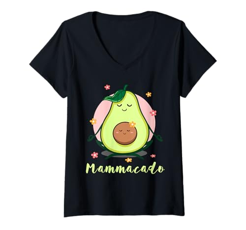 Damen Mammacado Avocado Wortspiel Niedliche Avocado Schwangere Mutter Geschenk T-Shirt mit V-Ausschnitt Damen Mammacado Avocado Wortspiel Niedliche Avocado Schwangere Mutter Geschenk T-Shirt mit V-Ausschnitt von Avocado Lovers Apparel Co.