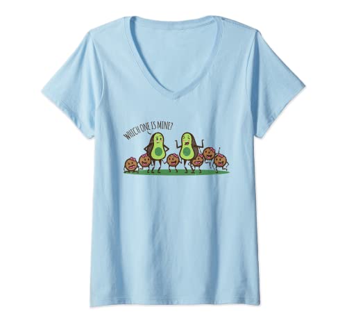 Damen Geschenk für schwangere & Mütter mit Babybauch Avocado, Mama T-Shirt mit V-Ausschnitt von Avocado Schwangerschaft & Baby werdende Mamacado