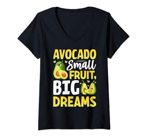 Damen Avocado Kleine Früchte Big Dreams T-Shirt mit V-Ausschnitt Damen Avocado Kleine Früchte Big Dreams T-Shirt mit V-Ausschnitt von Avocado Small Fruit Big Dreams Guacamole Gift Cute
