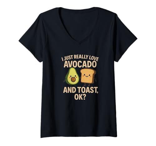 Damen Ich Liebe Avocado und Toast einfach wirklich Ok Lustiger Brunch-Feinschmecker T-Shirt mit V-Ausschnitt Damen Ich Liebe Avocado und Toast einfach wirklich Ok Lustiger Brunch-Feinschmecker T-Shirt mit V-Ausschnitt von Avocado Toast Lover Funny Clothes